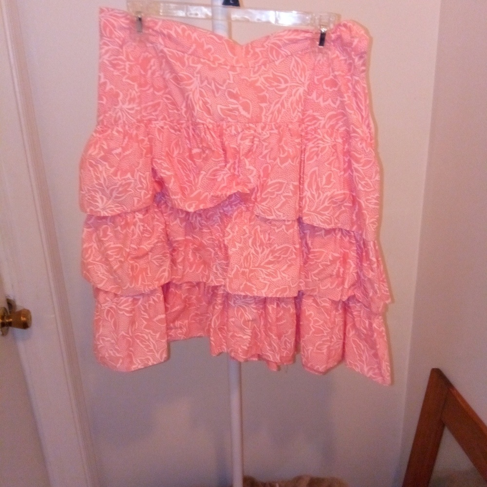 Coral ruffle skirt